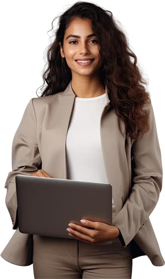 Professional woman working on laptop